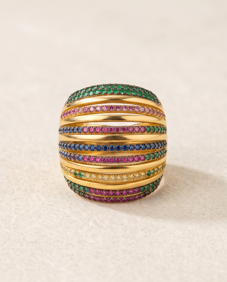 Multicolor Earrings and Ring