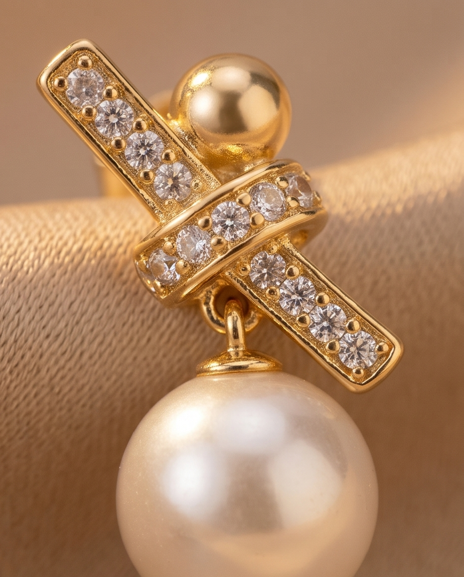 Knot Design Faux Pearl Stud Earrings