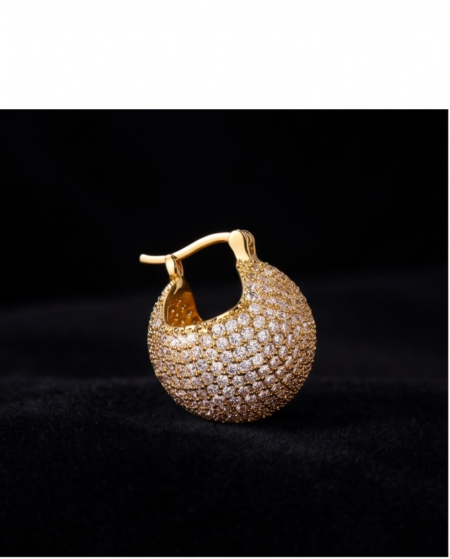 Synthetic Zirconia Spherical Earrings