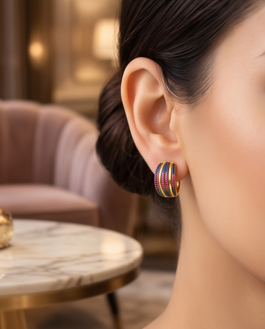 Multicolor Earrings and Ring