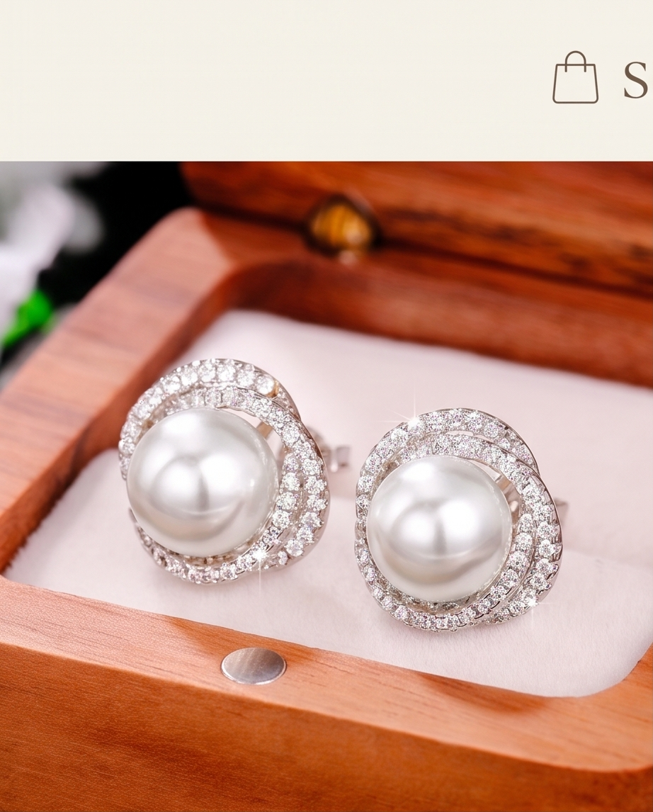 Pearl Flower Design Studs
