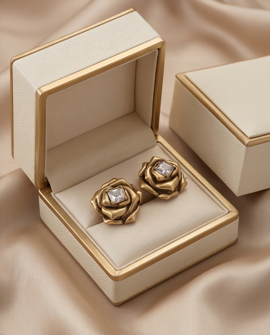 Vintage ROYAL Rose Stud Earrings