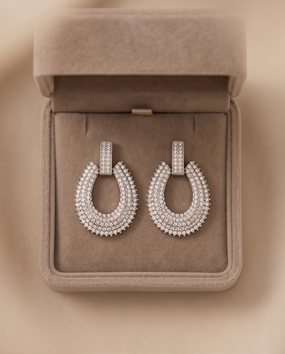 Rhinestone Loop Dangle Earrings
