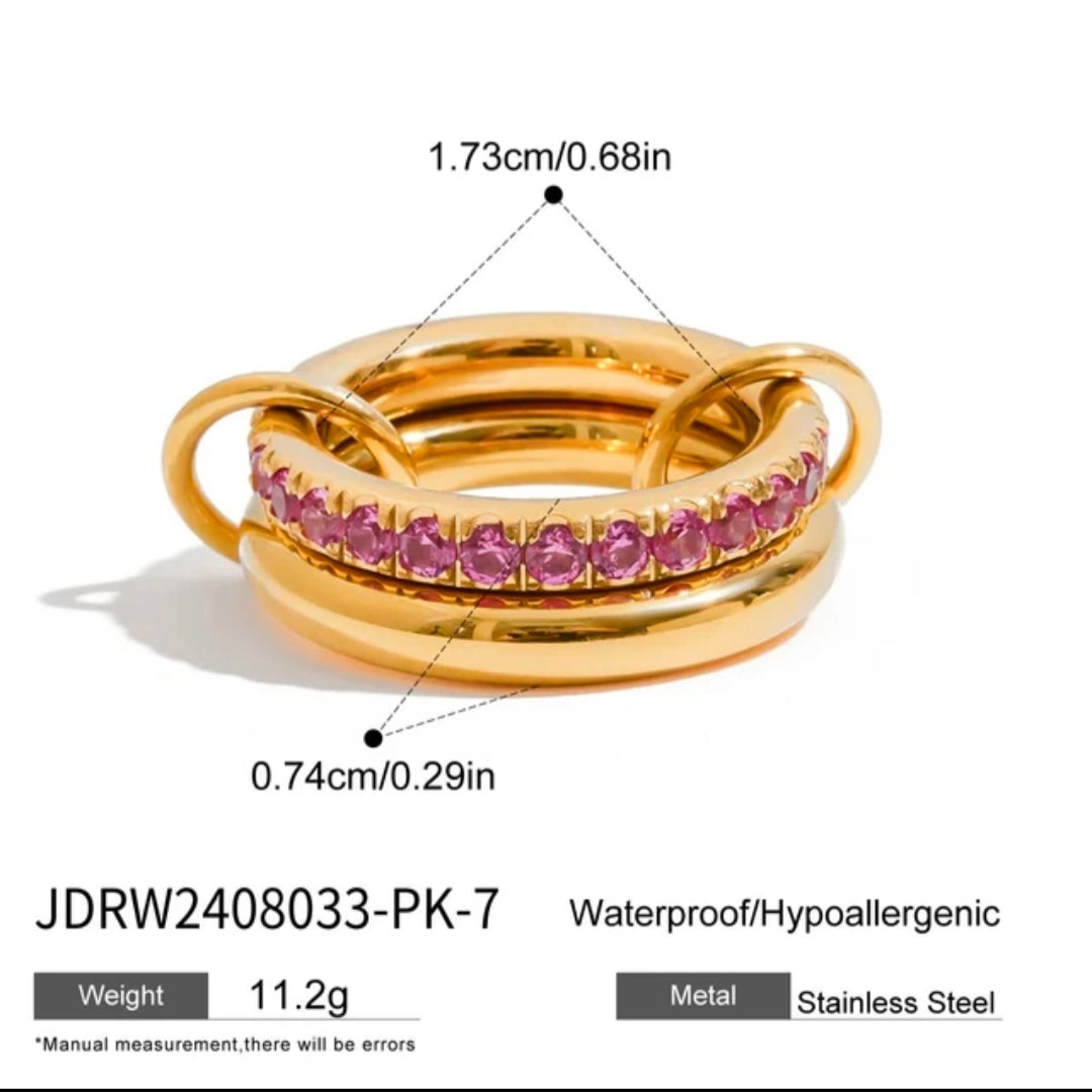 Colorful Zircon Stacking Ring