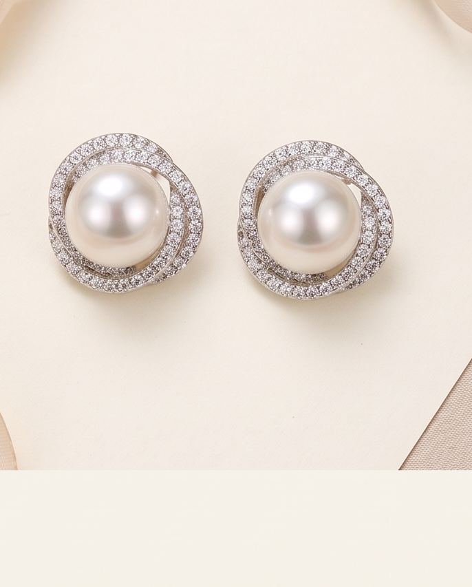 Pearl Flower Design Studs