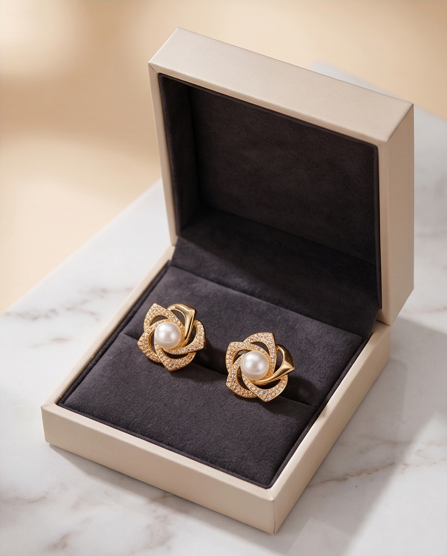 Hollow Flower Design Stud Earrings