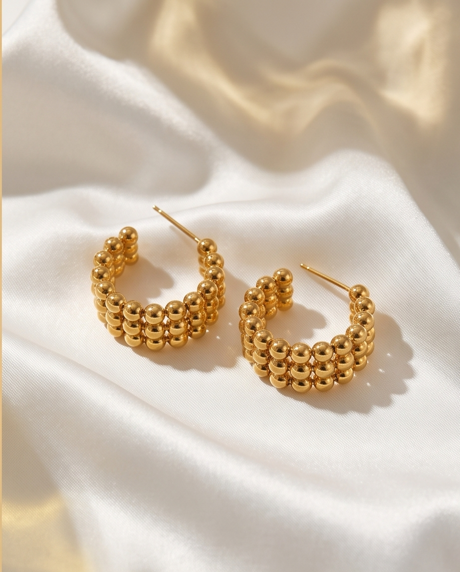 Golden Balls Hoop Earrings