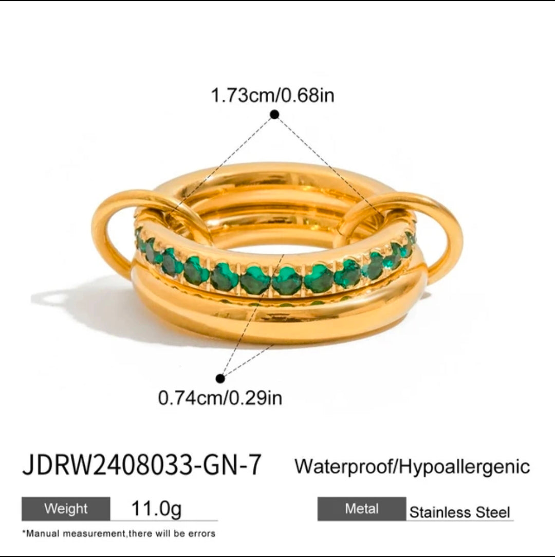 Colorful Zircon Stacking Ring