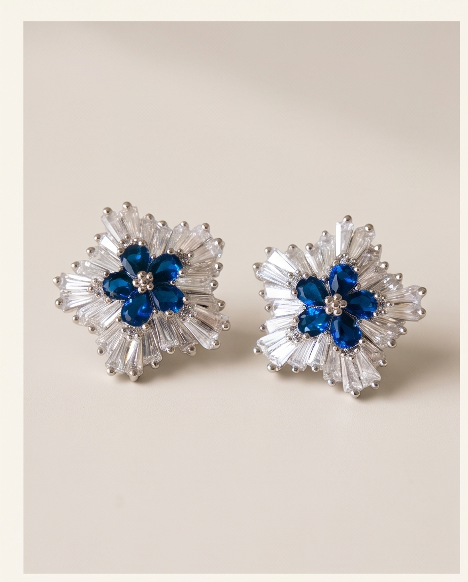 Sapphire Zircon Stud Earrings