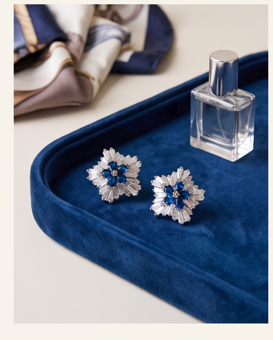 Sapphire Zircon Stud Earrings