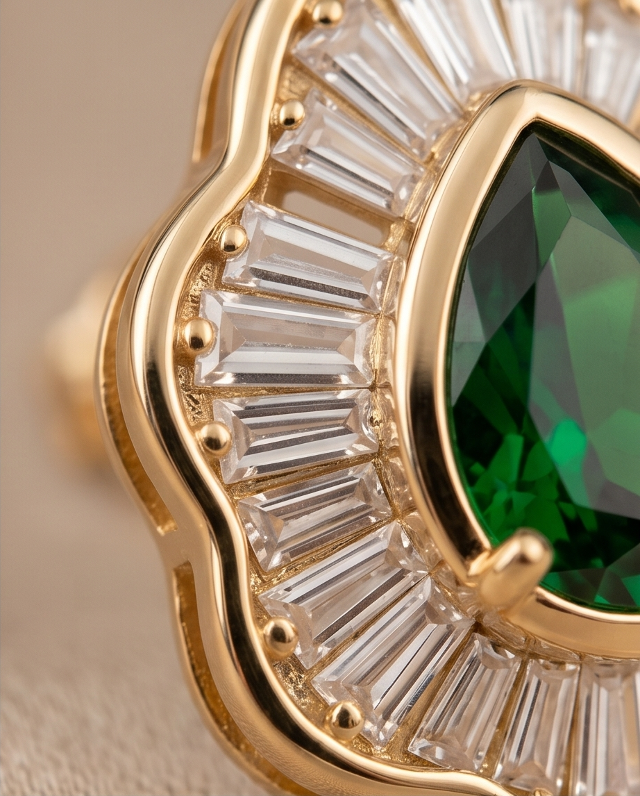 Emerald Synthetic Zircon Studs