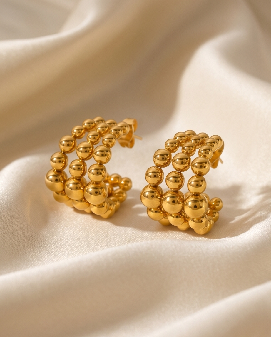 Golden Balls Hoop Earrings