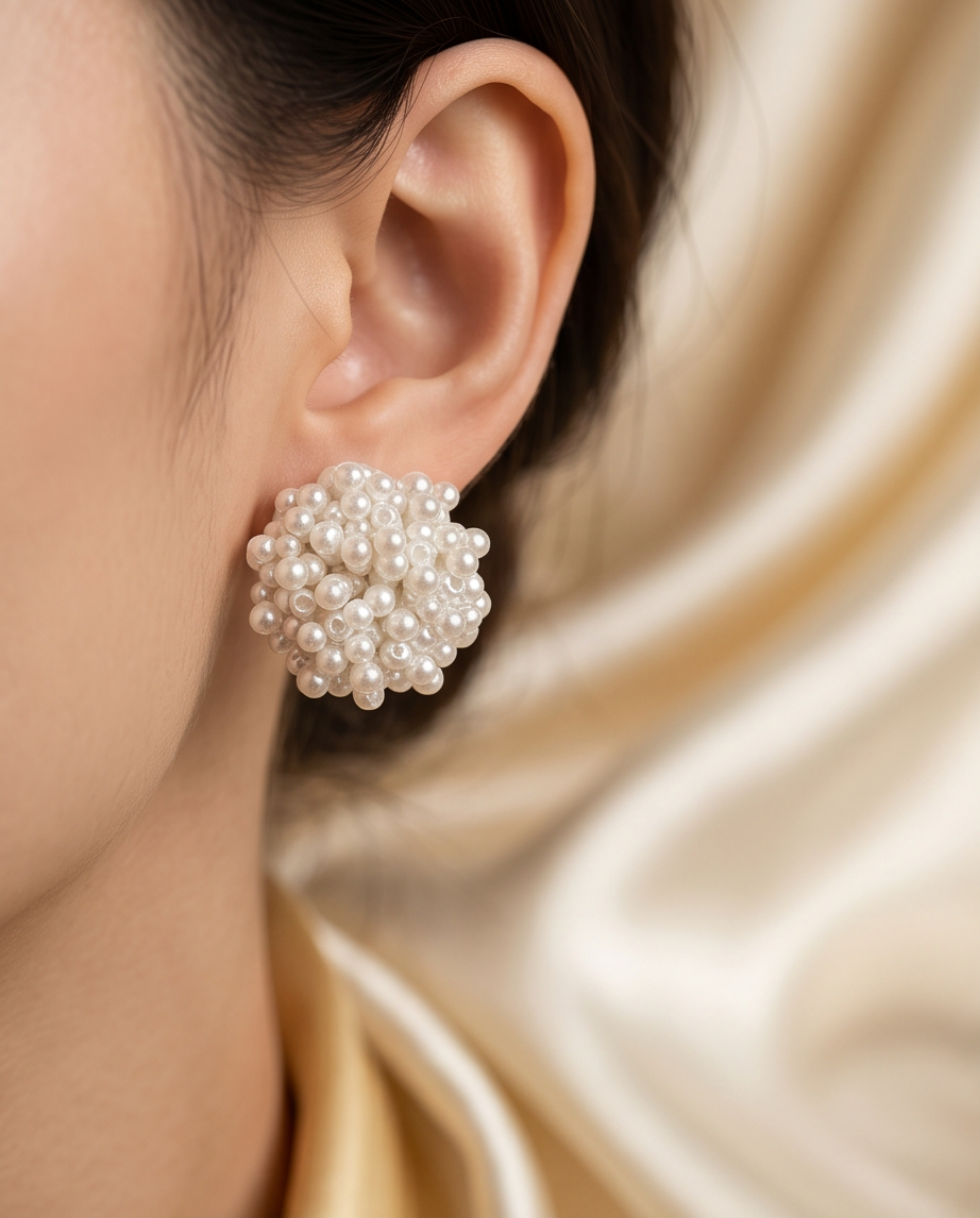 French White Pearl Stud Earrings