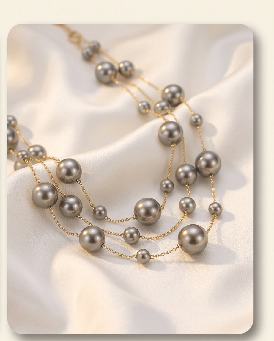 Grey Long Pearl Necklace