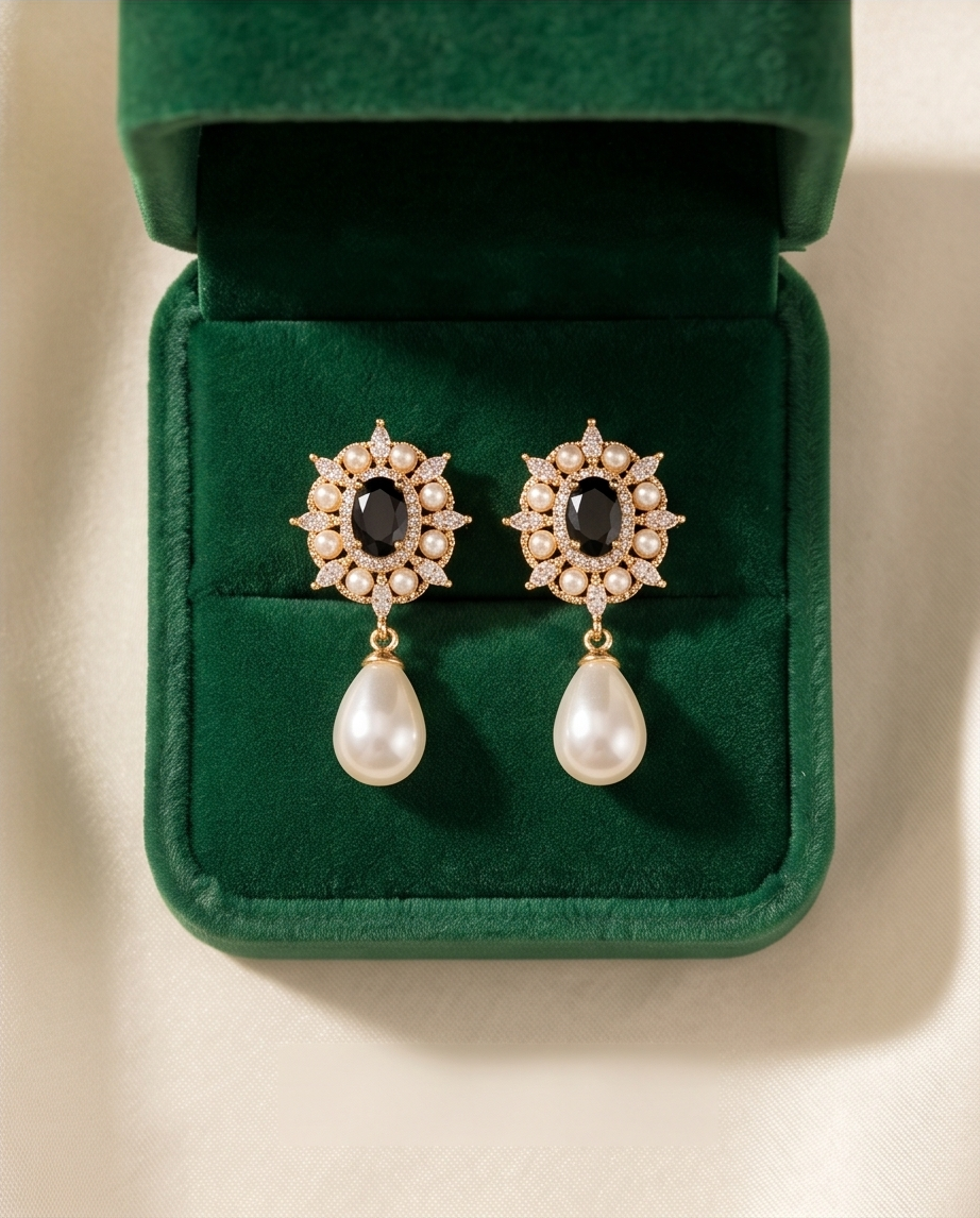 Crystal Pearl Pendant Earring
