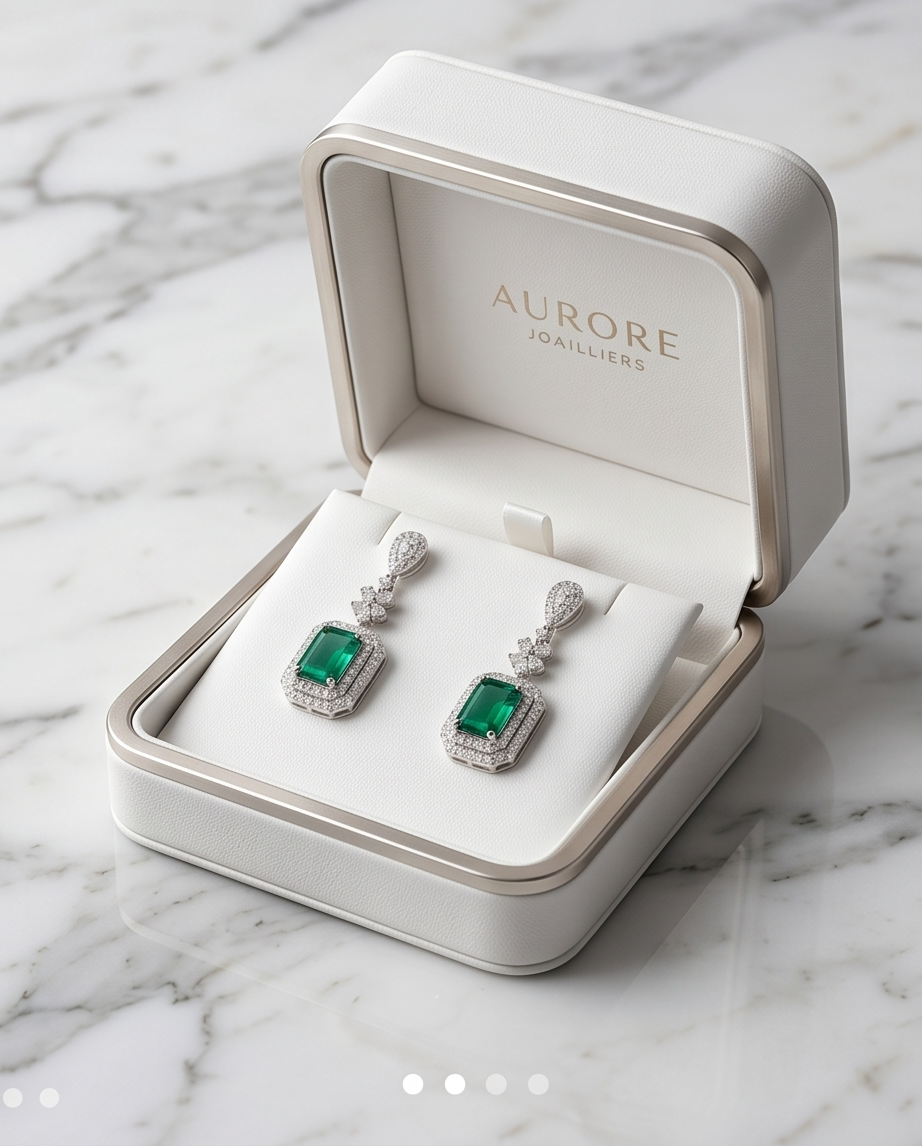 Emerald Zircon Hanging Earrings