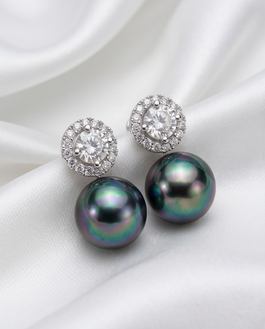 Grey Pearl Stud Earrings