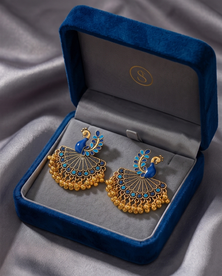 Jhumka Peacock Earrings