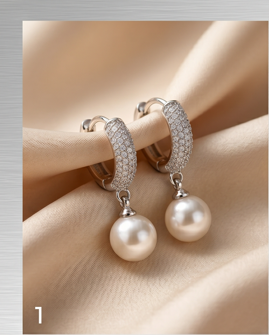 Freshwater Pearl Zircon Dangle Earrings