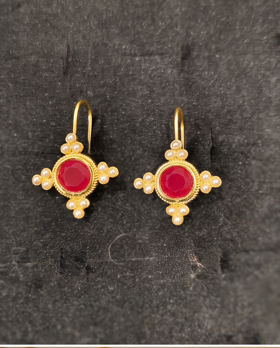 Ruby Red Dangle Earrings