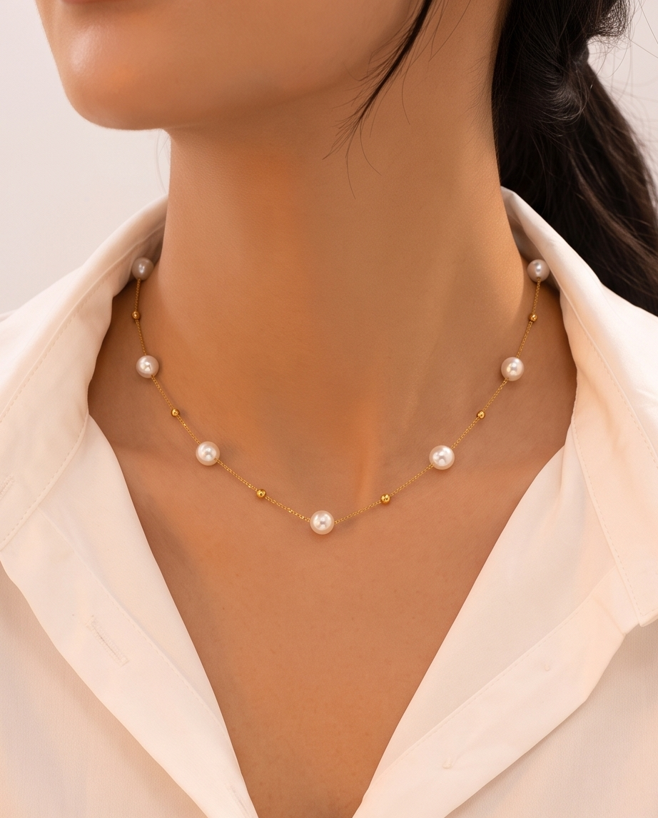 Imitation Pearl Bracelet Necklace Set