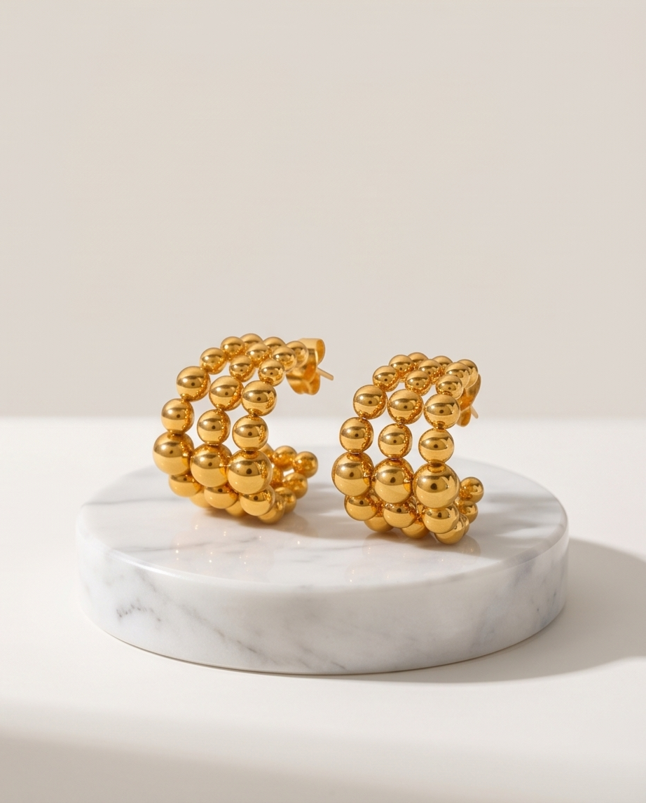 Golden Balls Hoop Earrings