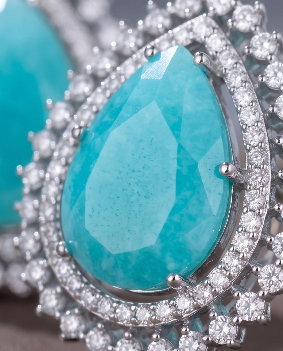Teardrop Turquoise Cubic Zircon Earrings