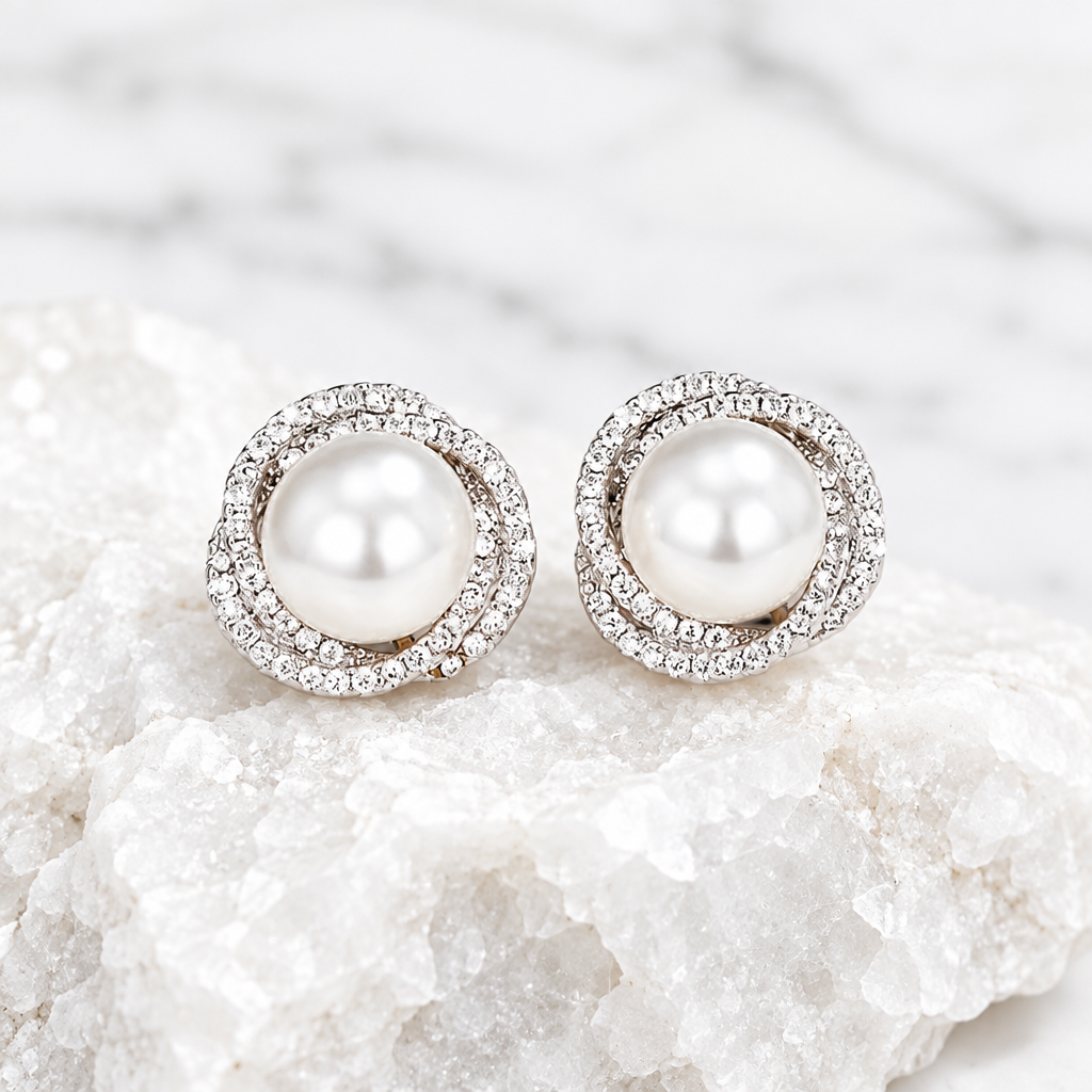Pearl Flower Design Studs