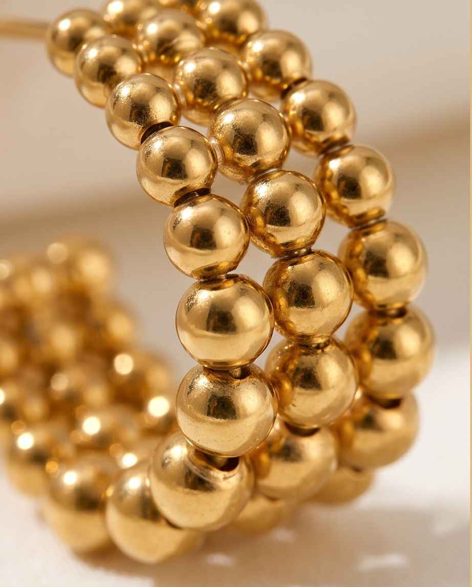 Golden Balls Hoop Earrings