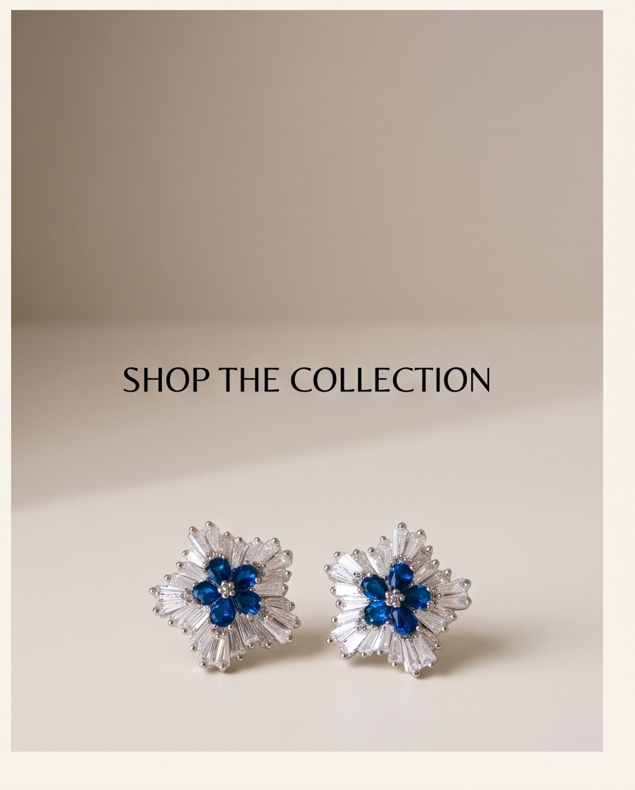 Sapphire Zircon Stud Earrings